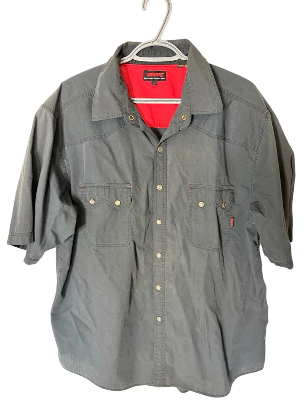 WOLVERINE Men’s Button Down Snap Rip Stop Shirt Mechanic Rockabilly Black Sz XL